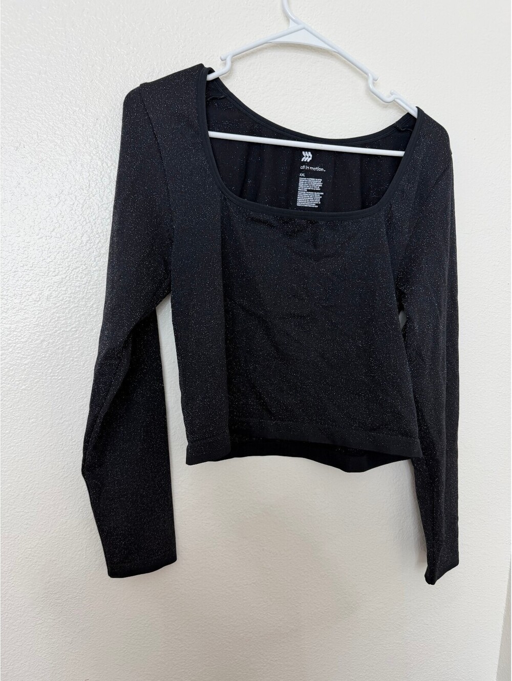 All in Motion Women's Long Sleeve Black Sparkle Top XXL